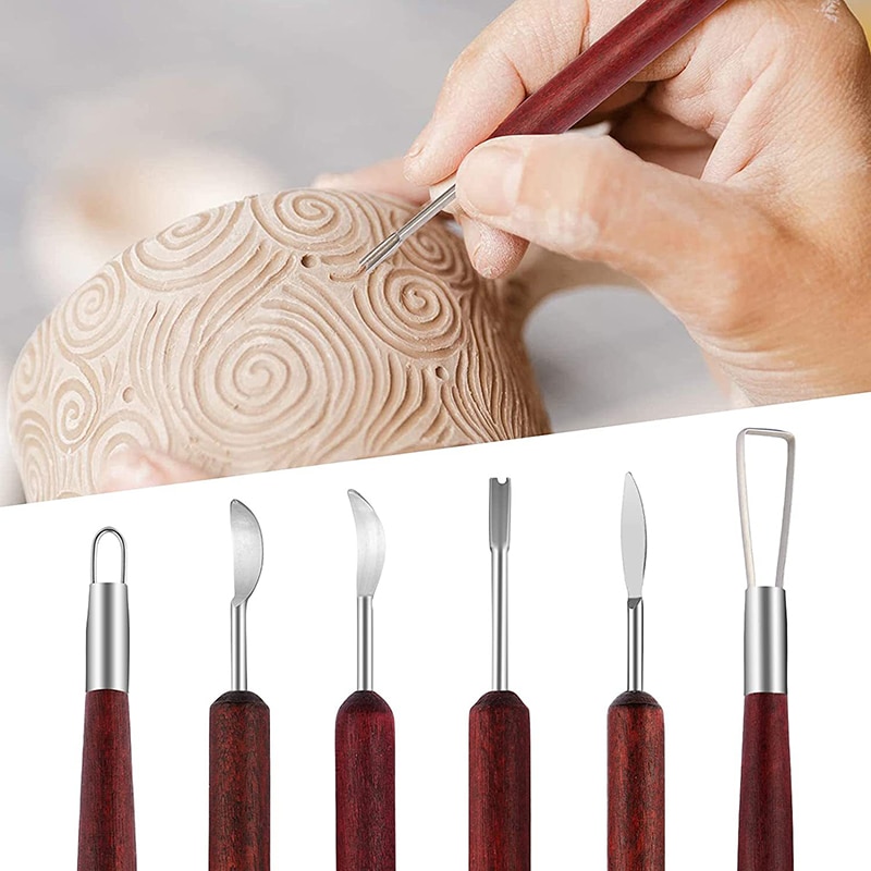 Wood Chisel Set - 6 teile/satz Töpfer werkzeuge Rotes Holz